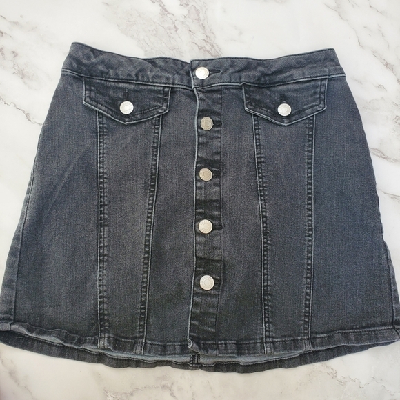 GARAGE Y2K Button Down Black Denim Mini Skirt Jean Skirt Medium - Picture 1 of 7
